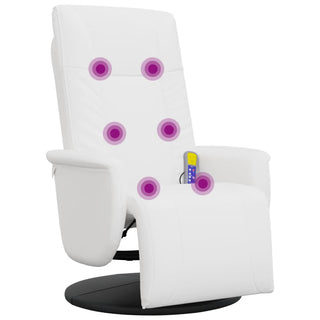 vidaXL Massage Recliner Chair with Footrest White Faux Leather