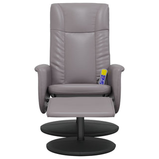 vidaXL Massage Recliner Chair with Footstool Grey Faux Leather