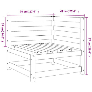 vidaXL Garden Sofas Corner 2 pcs 70x70x67 cm Solid Wood Pine - Sofa In Store
