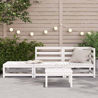 vidaXL Garden Sofa with Footstool 2-Seater White Solid Wood Pine - Sofa In Store