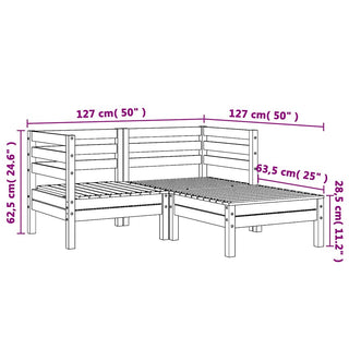 vidaXL Garden Sofa 2-Seater with Footstool Solid Wood Pine - Sofa In Store