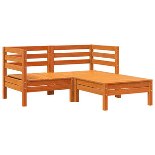 vidaXL Garden Sofa 2-Seater with Footstool Wax Brown Solid Wood Pine - Sofa In Store
