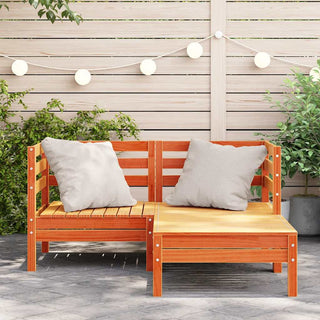 vidaXL Garden Sofa 2-Seater with Footstool Wax Brown Solid Wood Pine - Sofa In Store