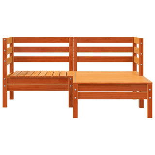 vidaXL Garden Sofa 2-Seater with Footstool Wax Brown Solid Wood Pine - Sofa In Store