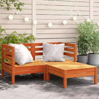 vidaXL Garden Sofa 2-Seater with Footstool Wax Brown Solid Wood Pine - Sofa In Store