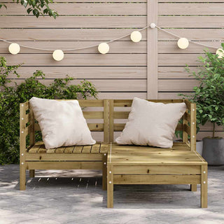 vidaXL Garden Sofa 2-Seater with Footstool Impregnated Wood Pine - Sofa In Store
