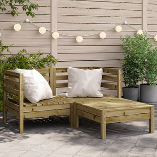 vidaXL Garden Sofa 2-Seater with Footstool Impregnated Wood Pine - Sofa In Store