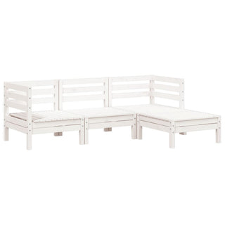vidaXL Garden Sofa 3-Seater with Footstool White Solid Wood Pine - Sofa In Store