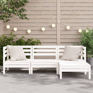 vidaXL Garden Sofa 3-Seater with Footstool White Solid Wood Pine - Sofa In Store