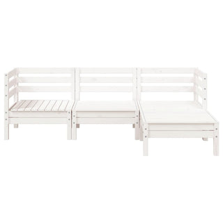 vidaXL Garden Sofa 3-Seater with Footstool White Solid Wood Pine - Sofa In Store