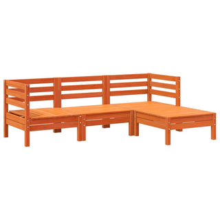 vidaXL Garden Sofa 3-Seater with Footstool Wax Brown Solid Wood Pine - Sofa In Store