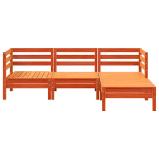 vidaXL Garden Sofa 3-Seater with Footstool Wax Brown Solid Wood Pine - Sofa In Store