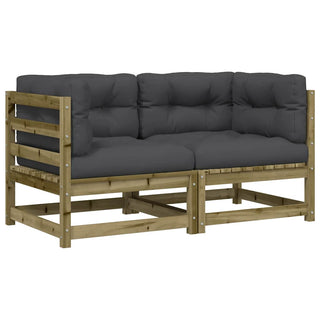 vidaXL Garden Sofas Corner with Cushions 2 pcs Impregnated Wood Pine - Sofa In Store