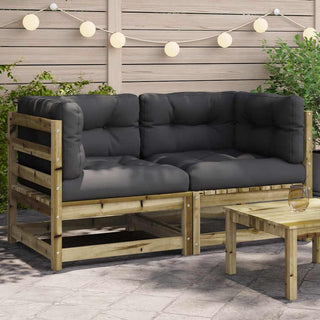 vidaXL Garden Sofas Corner with Cushions 2 pcs Impregnated Wood Pine - Sofa In Store