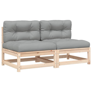 vidaXL Garden Sofas Armless with Cushions 2 pcs Solid Wood Pine - Sofa In Store