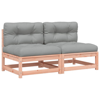 vidaXL Garden Sofas Armless with Cushions 2 pcs Solid Wood Douglas - Sofa In Store