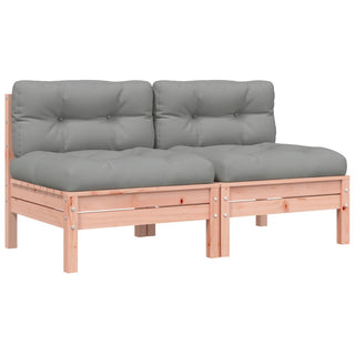 vidaXL Garden Sofa Armless with Cushions 2 pcs Solid Wood Douglas - Sofa In Store