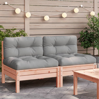 vidaXL Garden Sofa Armless with Cushions 2 pcs Solid Wood Douglas - Sofa In Store