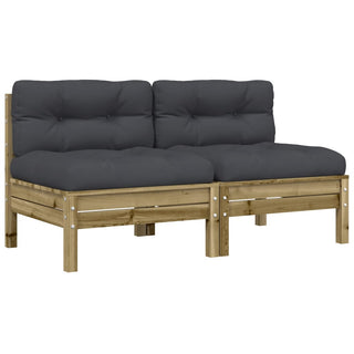 vidaXL Garden Sofa Armless with Cushions 2 pcs Impregnated Wood Pine - Sofa In Store