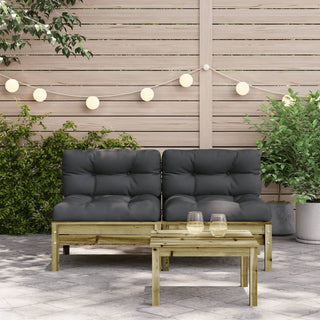 vidaXL Garden Sofa Armless with Cushions 2 pcs Impregnated Wood Pine - Sofa In Store