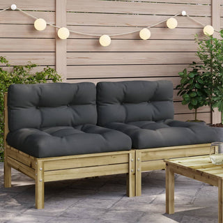 vidaXL Garden Sofa Armless with Cushions 2 pcs Impregnated Wood Pine - Sofa In Store