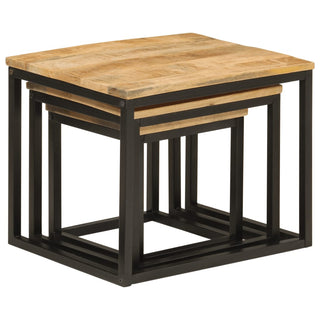 vidaXL Nesting Coffee Tables 3 pcs Solid Wood Mango and Iron - 358569 - Sofa In Store