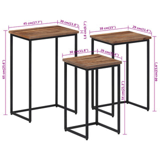 vidaXL Nesting Coffee Tables 3 pcs Solid Wood Teak - 358534 - Sofa In Store