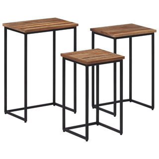 vidaXL Nesting Coffee Tables 3 pcs Solid Wood Teak - 358534 - Sofa In Store