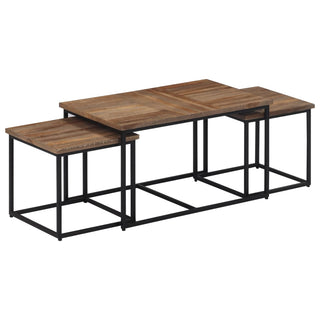 vidaXL Nesting Coffee Tables 3 pcs Solid Wood Teak - 358535 - Sofa In Store