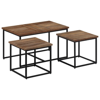 vidaXL Nesting Coffee Tables 3 pcs Solid Wood Teak - 358535 - Sofa In Store