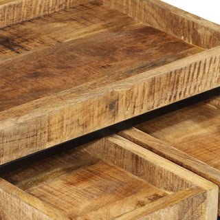 vidaXL Nesting Coffee Tables 3 pcs Solid Rough Mango Wood and Iron - 372732 - Sofa In Store