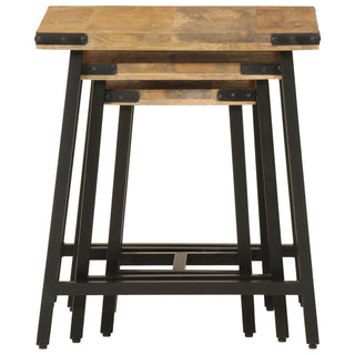 vidaXL Nesting Coffee Tables 3 pcs Solid Wood Mango and Iron - 372735 - Sofa In Store