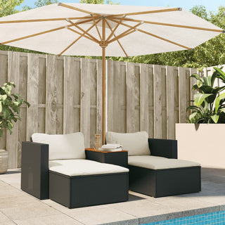 vidaXL 5 Piece Garden Sofa Set with Cushions Black Poly Rattan Acacia - 365725 - Sofa In Store