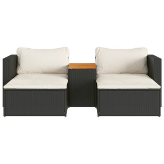vidaXL 5 Piece Garden Sofa Set with Cushions Black Poly Rattan Acacia - 365725 - Sofa In Store