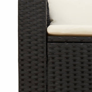 vidaXL 5 Piece Garden Sofa Set with Cushions Black Poly Rattan Acacia - 365725 - Sofa In Store
