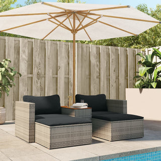 vidaXL 5 Piece Garden Sofa Set with Cushions Grey Poly Rattan Acacia - 365726 - Sofa In Store