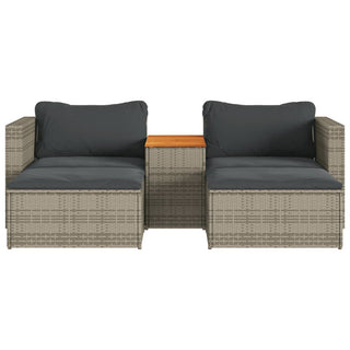 vidaXL 5 Piece Garden Sofa Set with Cushions Grey Poly Rattan Acacia - 365726 - Sofa In Store