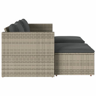 vidaXL 5 Piece Garden Sofa Set with Cushions Grey Poly Rattan Acacia - 365726 - Sofa In Store