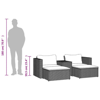 vidaXL 5 Piece Garden Sofa Set with Cushions Grey Poly Rattan Acacia - 365726 - Sofa In Store