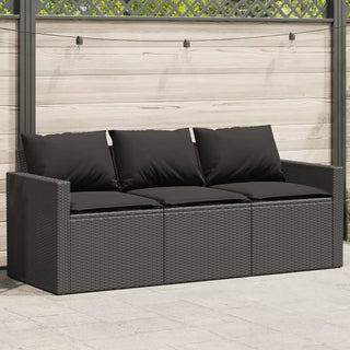 vidaXL Garden Sofa with Cushions 3-Seater Black Poly Rattan - 366341 - Sofa In Store