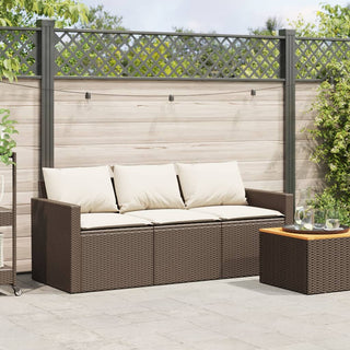 vidaXL Garden Sofa with Cushions 3-Seater Brown Poly Rattan - Sofa In Store