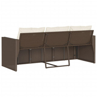vidaXL Garden Sofa with Cushions 3-Seater Brown Poly Rattan - Sofa In Store