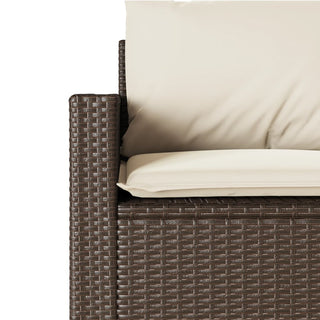 vidaXL Garden Sofa with Cushions 3-Seater Brown Poly Rattan - Sofa In Store