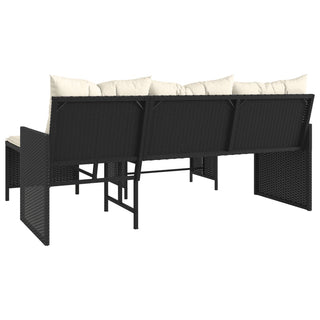 vidaXL Garden Sofa with Table and Cushions L-Shaped Black Poly Rattan - 365571 - Sofa In Store