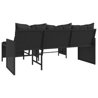 vidaXL Garden Sofa with Table and Cushions L-Shaped Black Poly Rattan - 365572 - Sofa In Store