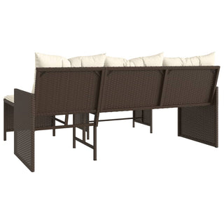 vidaXL Garden Sofa with Table and Cushions L-Shaped Brown Poly Rattan - 365573 - Sofa In Store