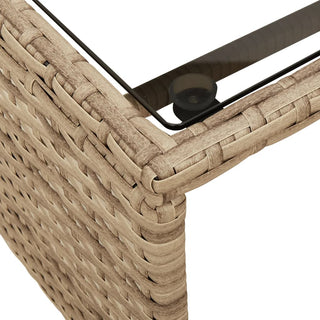 vidaXL Garden Sofa with Table and Cushions L-Shaped Beige Poly Rattan - 365575