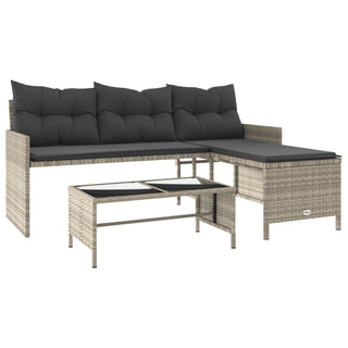 vidaXL Garden Sofa with Table and Cushions L-Shaped Light Grey Poly Rattan - 365577 - Sofa In Store
