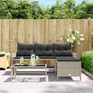 vidaXL Garden Sofa with Table and Cushions L-Shaped Light Grey Poly Rattan - 365577 - Sofa In Store