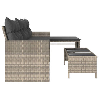 vidaXL Garden Sofa with Table and Cushions L-Shaped Light Grey Poly Rattan - 365577 - Sofa In Store